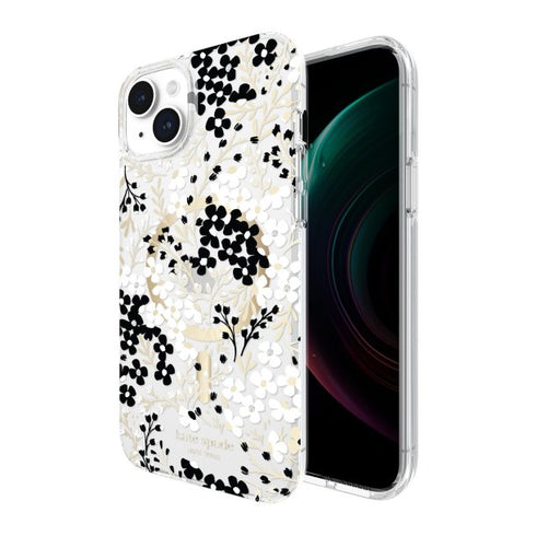 Kate Spade iPhone 15 Plus/14 Plus Protective Hardshell MagSafe Case - Black/White (Multi Floral)